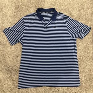 Nike Golf Polo Shirt Mens XL Blue Striped Short Sleeve Standard Dri Fit